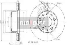 Тормозной диск MAXGEAR 19-1334 вентилируемый , передняя ось