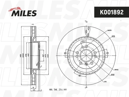 Тормозной диск MILES K001892