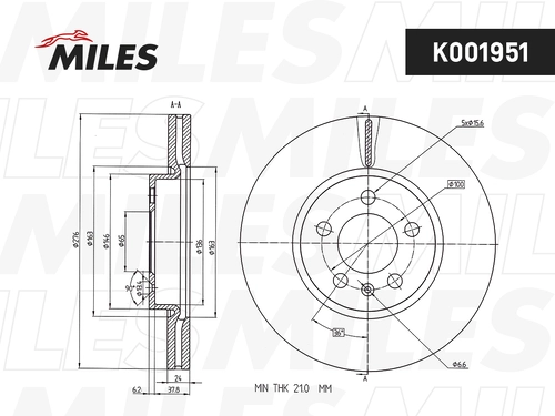 Тормозной диск MILES K001951