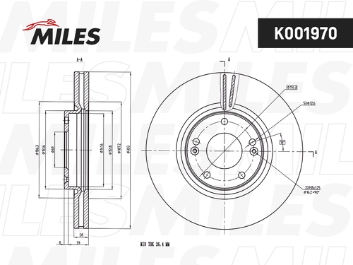Тормозной диск MILES K001970