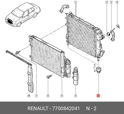  ВТУЛКА РАДИАТОРА (РЕЗИНА) 7700842041 RENAULT