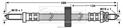 шланг тормозной задн. прав. Ford BBH6143 BORG&BECK