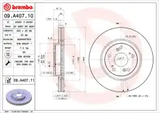 Тормозной диск BREMBO 09.A407.10 вентилируемый передняя ось