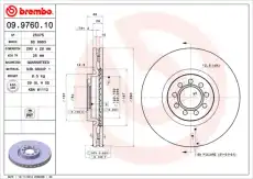 Тормозной диск BREMBO 09.9760.10 вентилируемый , передняя ось
