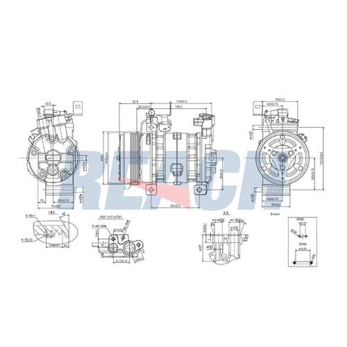 Компрессор кондиционера Subaru Forester 07-14, Impreza 08-14, Impreza Outback 08-, WRX 15 1.74.22114 REACH