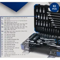 Набор инструментов 82 пр. 1/4', 3/8'(6гр.) (4-22мм) 60769 SCHEPPACH