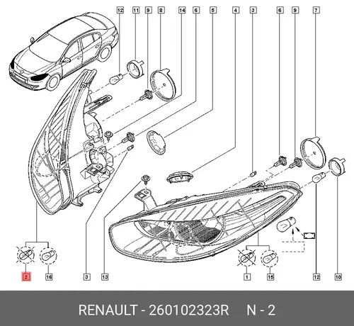 Фара RENAULT 260102323R