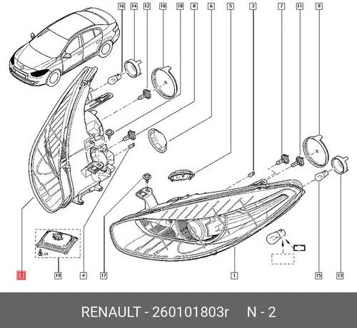 Фара RENAULT 260101803R