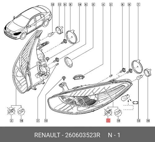 Фара RENAULT 260603523R