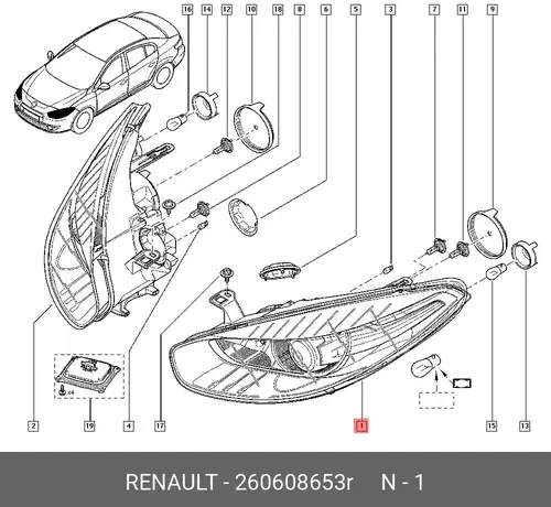 Фара RENAULT 260608653R