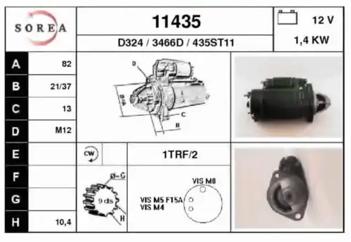 шестерня стартера c бендиксом MB 11435 EAI