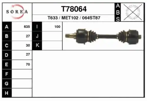 привод левый и правый MB T78064 EAI