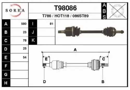 Рулевой наконечник EAI T98086