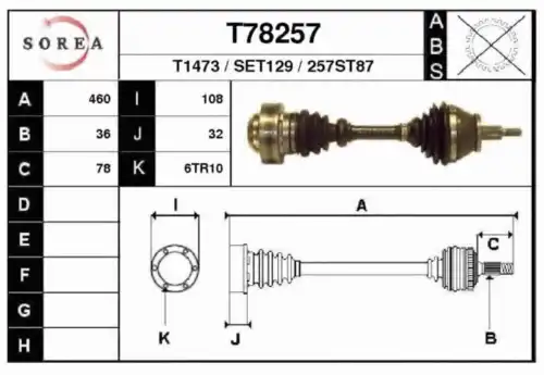 привод левый SEAT T78257 EAI
