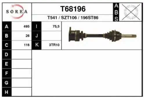 Приводной вал T68196 EAI