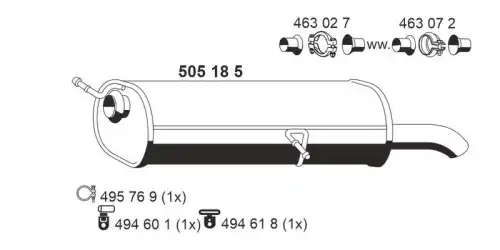 глушитель задняя часть Peug 505 18 5 ERNST