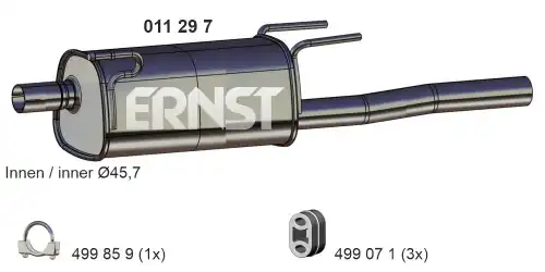 глушитель задняя часть Opel 011 29 7 ERNST