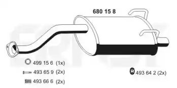 глушитель задняя часть Hond 680 15 8 ERNST