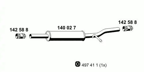 глушитель средняя часть VW 140 02 7 ERNST