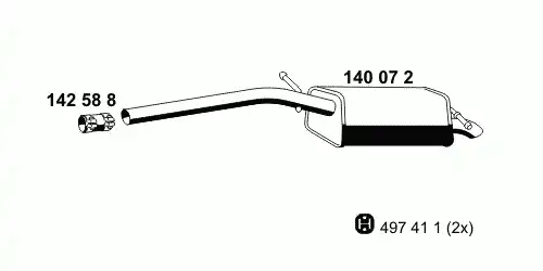 глушитель задняя часть VW 140 07 2 ERNST