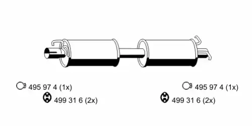 глушитель средняя часть Ford 330 21 3 ERNST
