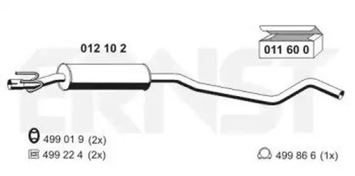 глушитель средняя часть Opel 012 10 2 ERNST