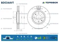 Тормозной диск AVTOPRIBOR BD034AVT