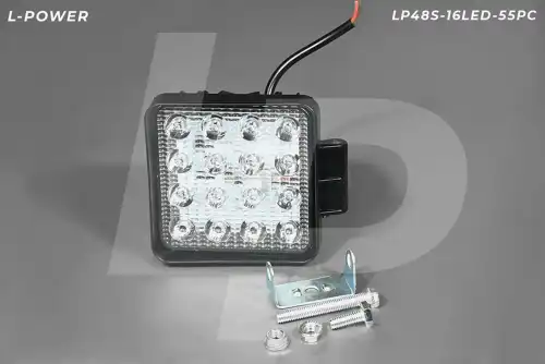 LP48S-16LED-55PC Фара доп. рабочая квадратная, рассеиваемый свет, 16 диодов 48W (110х55х140) LED 12/ L-POWER