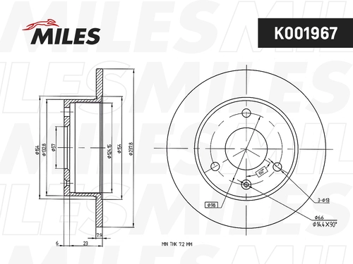 Тормозной диск MILES K001967