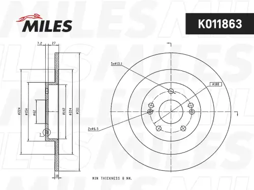 Тормозной диск MILES K011863