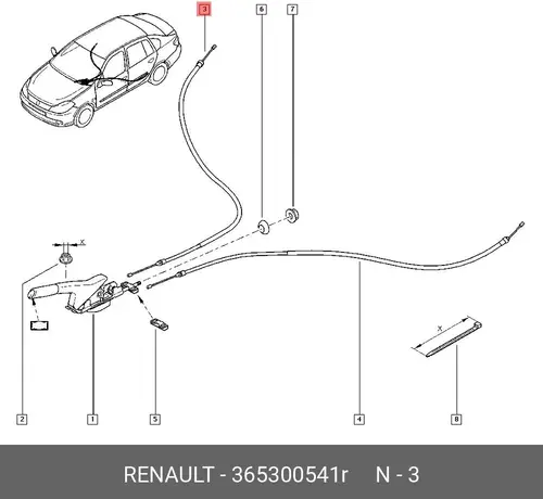 Трос ручного тормоза RENAULT 365300541R