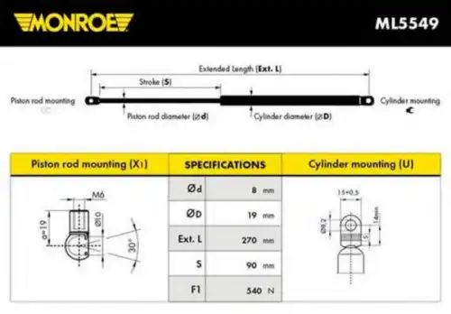 Амортизатор капота MONROE ML5549