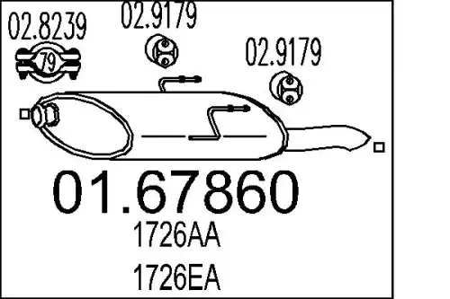 глушитель задняя часть Peug 01.67860 MTS
