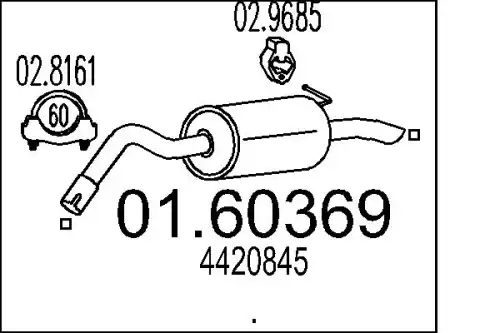 глушитель задняя часть Ford 01.60369 MTS
