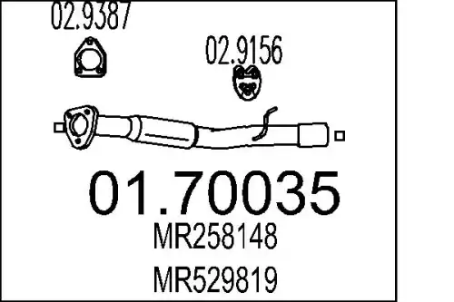 труба глушителя задняя Mits 01.70035 MTS