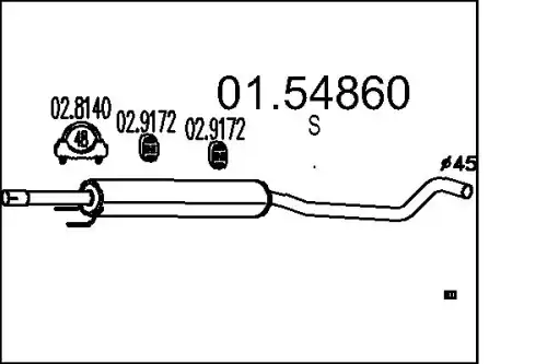 глушитель средняя часть Ford 01.54860 MTS