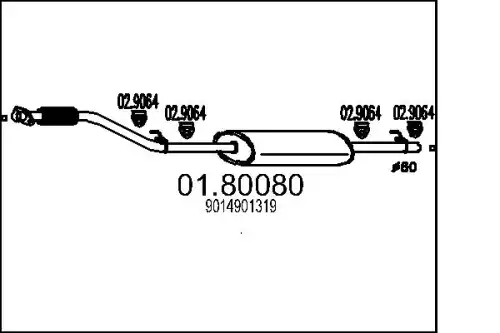 глушитель средняя часть MB 01.80080 MTS
