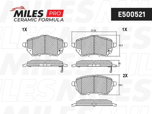 Тормозные колодки дисковые MILES E500521