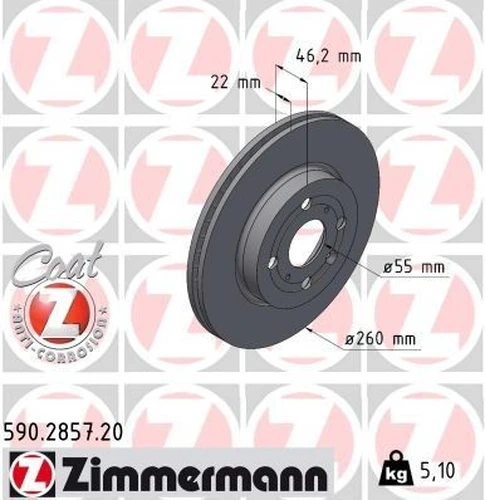 Тормозной диск ZIMMERMANN 590.2857.20