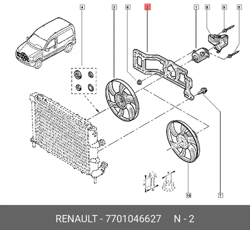 Кронштейн венилятора КАНГУ 7701046627 RENAULT