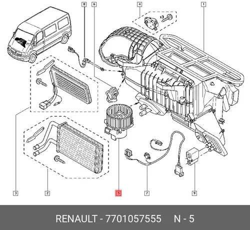 Вентилятор отопителя RENAULT 7701057555