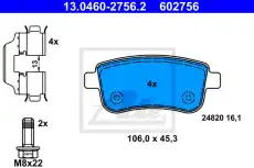 Тормозные колодки дисковые ATE 13.0460-2756.2