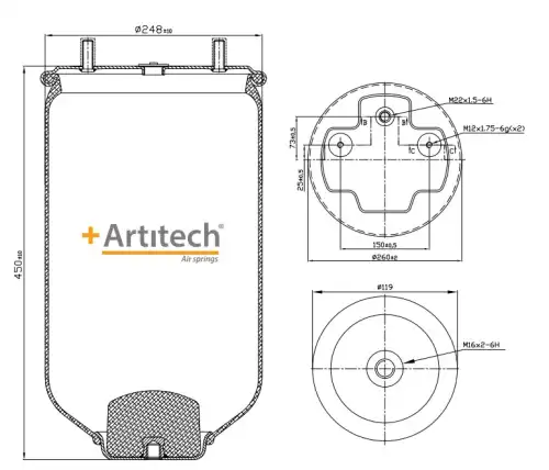 Пневмоподушка ARTITECH A44022S02