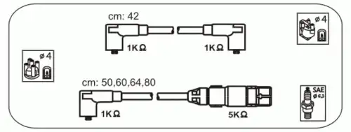 компл. высоковольт. проводов Skod ABM69P JANMOR