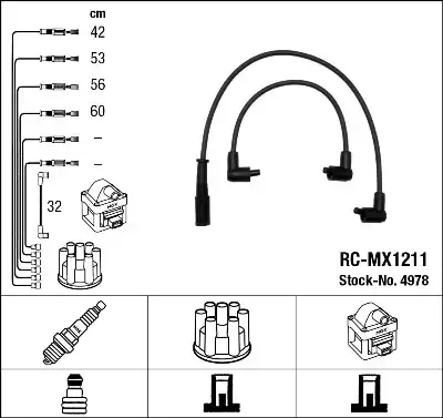 компл. высоковольт. проводов VW RC-MX1211 NGK