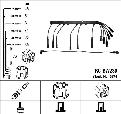 компл. высоковольт. проводов BMW RC-BW230 NGK