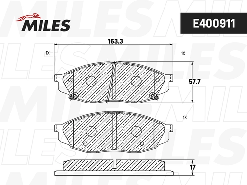 Тормозные колодки дисковые MILES E400911