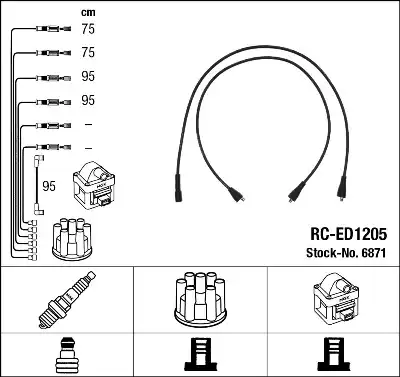 компл. высоковольт. проводов Mits RC-ED1205 NGK