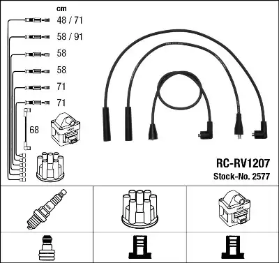 компл. высоковольт. проводов AR RC-RV1207 NGK