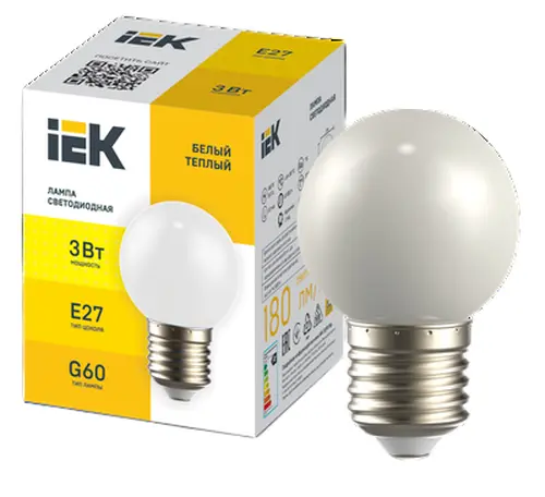 Автолампа IEK LLE-G60-3-230-WW-E27